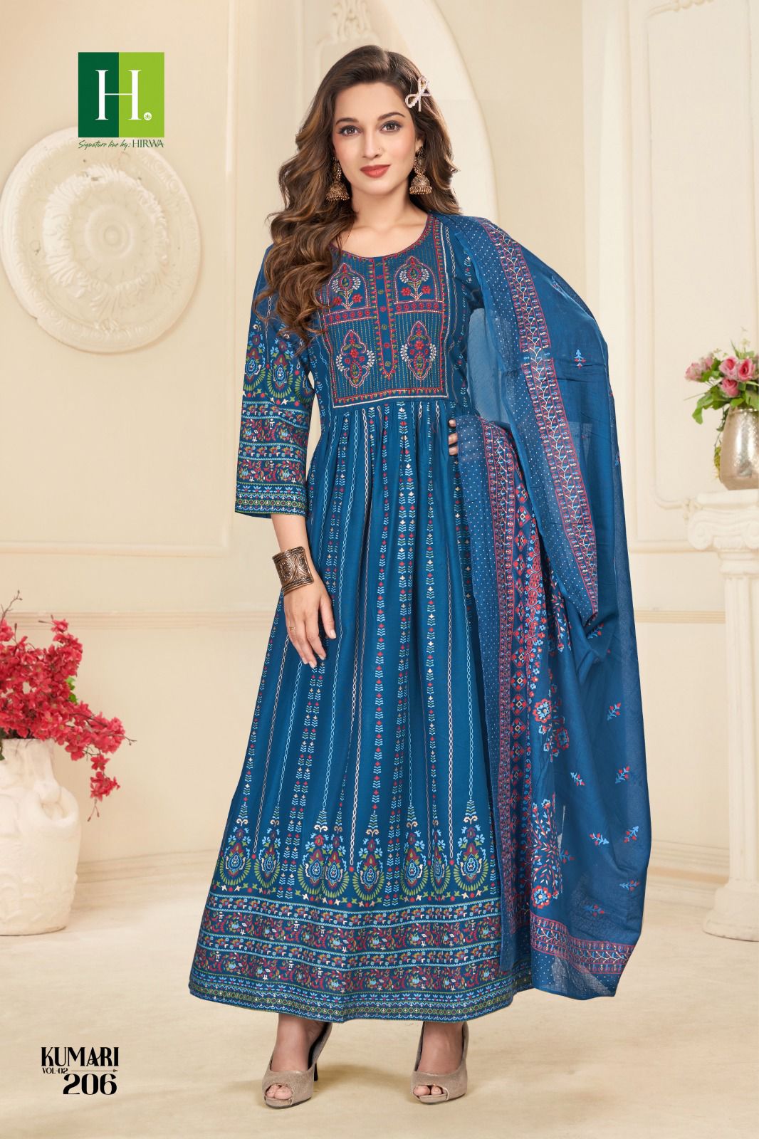 Kumari Vol 2 By Hirwa Foil Rayon Printed Kurti With Dupatta Wholesale Clothing Suppliers In India
